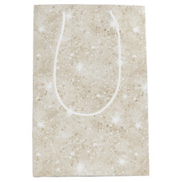 Bolsa De Regalo Mediana Champagne Cream Sand Glitter Birthday