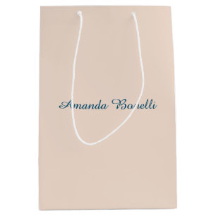 Bolsa De Regalo Mediana Champagne Pink Plain Simple Minimalista Moderno