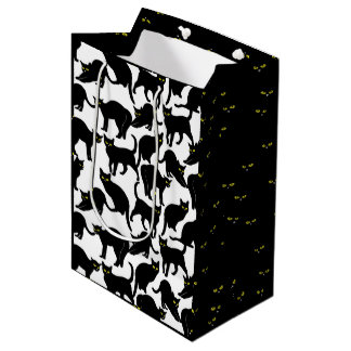 Bolsa De Regalo Mediana Chats Noirs sur Fond Blanc