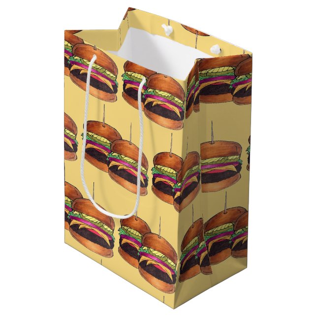 Bolsa De Regalo Mediana Cheeseburger Burger Hamburger Sliger Bar Food (Angulo Anverso)