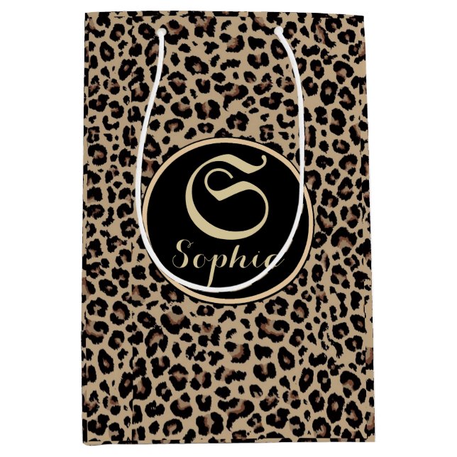 Bolsa De Regalo Mediana Cheetah de lujo de nombres personalizados (Anverso)