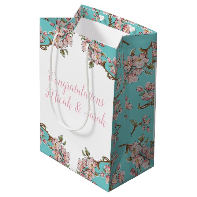 Bolsa De Regalo Mediana Cherry Blossom Baby Shower (Angulo reverso)