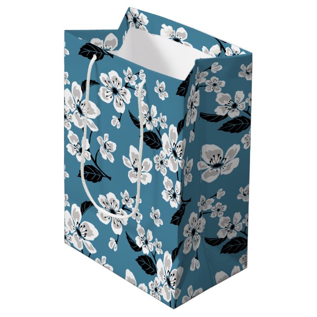BOLSA DE REGALO MEDIANA CHERRY BLOSSOM - SAKURA (SMOKY BLUE) (Angulo Anverso)