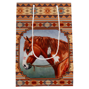 Bolsa De Regalo Mediana Chestnut Pinto Horse Southwest Indian Design