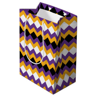 Bolsa De Regalo Mediana Chevron amarillo, púrpura, negro y blanco zigzag