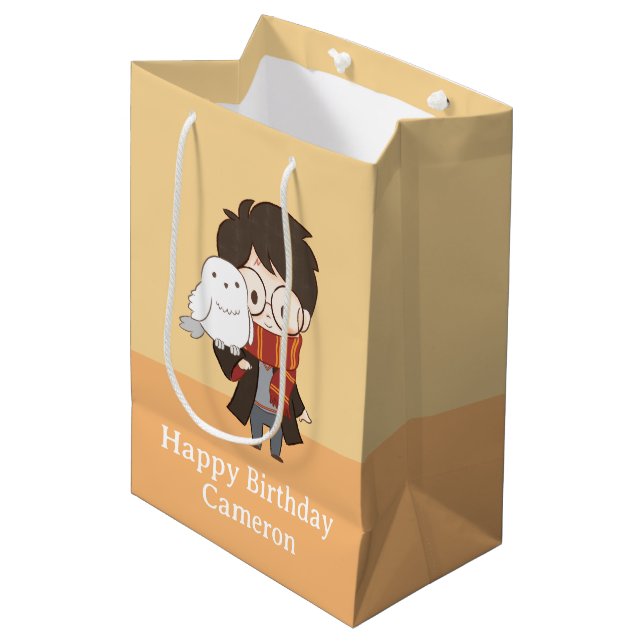 Bolsa De Regalo Mediana Chibi HARRY POTTER™ & Hedwig (Angulo Anverso)