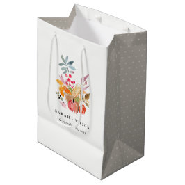 Bolsa De Regalo Mediana Chic Autumn Harvest Pumpkin Watercolor Wedding