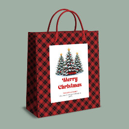 Bolsa De Regalo Mediana Chic buffalo plaid tree Christmas bag personalized