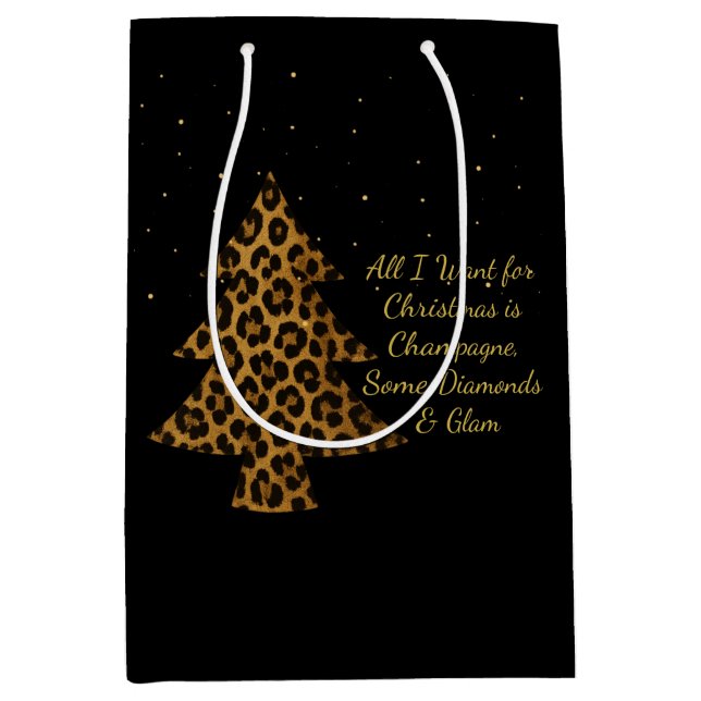 Bolsa De Regalo Mediana Chic Holiday Leopard Tree Design (Anverso)