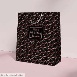Bolsa De Regalo Mediana Chic Luxury Gift Bag Rose Gold Glitter and Black