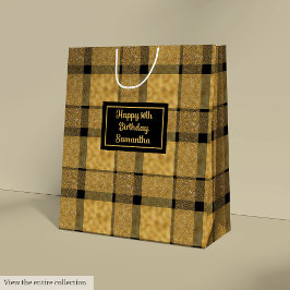 Bolsa De Regalo Mediana Chic Personalized Black Gold Minimalist Gift Bag