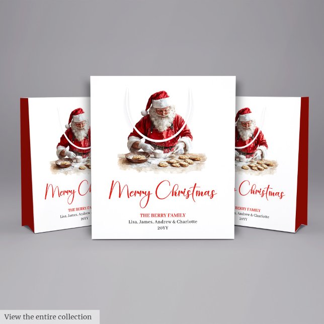 Bolsa De Regalo Mediana Chic Santa Claus Trendy Editable Christmas Bags (Chic Santa Claus Trendy Editable Christmas Gift Bag)