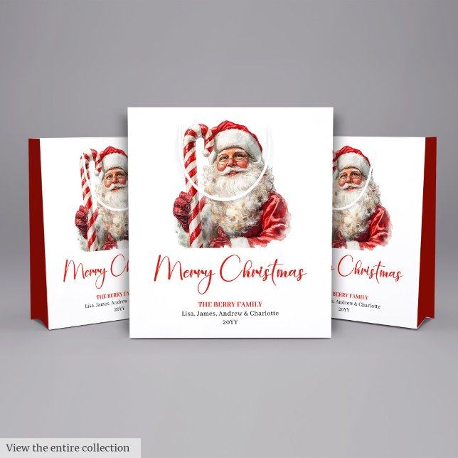 Bolsa De Regalo Mediana Chic Santa Claus Trendy Editable Christmas Bags (Chic Santa Claus Trendy Editable Christmas Gift Bag)