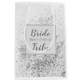 Bolsa De Regalo Mediana Chic Siver Confetti Bride Tribe