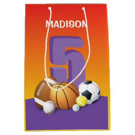 Bolsa De Regalo Mediana Chica 5.ª Bolas Deportivas de Cumpleaños