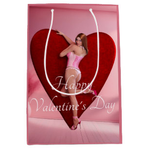 Bolsa De Regalo Mediana Chica apasionado del Día de San Valentín en un lug