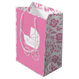 Bolsa De Regalo Mediana Chica Baby Shower Cute Rosa Vintage