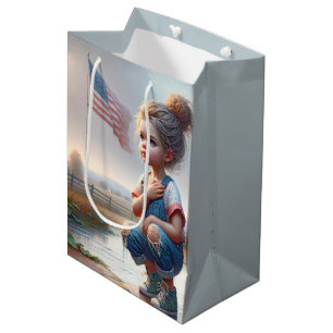 Bolsa De Regalo Mediana Chica con bandera estadounidense