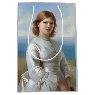 Bolsa De Regalo Mediana Chica con vestido de seda blanca para la Santa Com