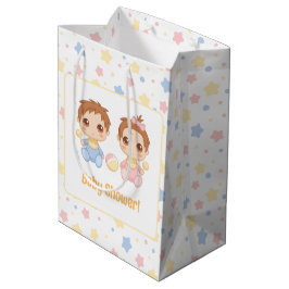Bolsa De Regalo Mediana Chica de Baby Shower Twins Boy
