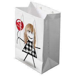 Bolsa De Regalo Mediana Chica de cumpleaños con globo rojo