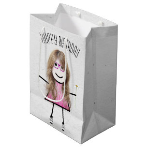Bolsa De Regalo Mediana Chica de cumpleaños con margarita