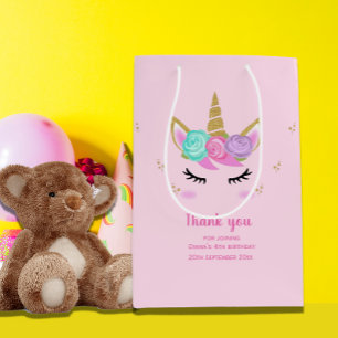 Bolsa De Regalo Mediana Chica de cumpleaños de Cute unicorn gracias