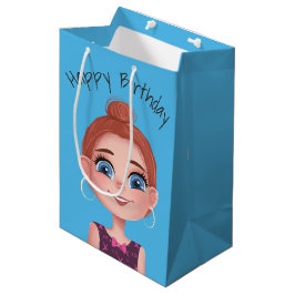 Bolsa De Regalo Mediana Chica De Cumpleaños personalizado En Aqua