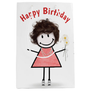 Bolsa De Regalo Mediana Chica De La Figura De Palo De Cumpleaños En Los Sn