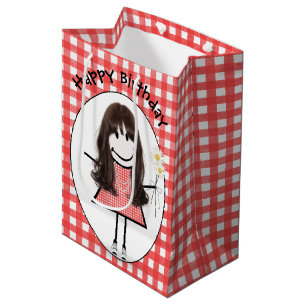 Bolsa De Regalo Mediana Chica de la figura del palo de cumpleaños en las z