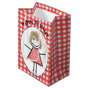 Bolsa De Regalo Mediana Chica de la figura del palo de cumpleaños en las z