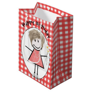 Bolsa De Regalo Mediana Chica de la figura del palo de cumpleaños en las z