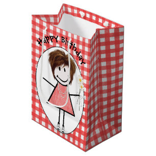 Bolsa De Regalo Mediana Chica de la figura del palo de cumpleaños en las z