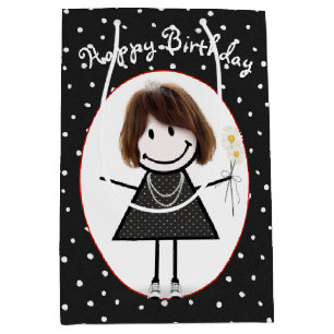 Bolsa De Regalo Mediana Chica De La Figura Del Palo De Cumpleaños En Punto
