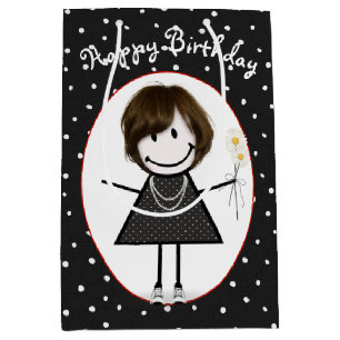 Bolsa De Regalo Mediana Chica De La Figura Del Palo De Cumpleaños En Punto