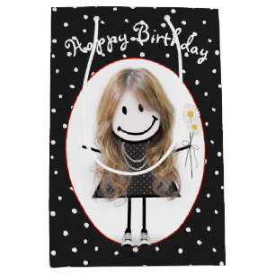 Bolsa De Regalo Mediana Chica De La Figura Del Palo De Cumpleaños En Punto
