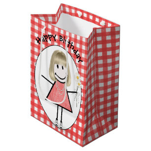 Bolsa De Regalo Mediana Chica de palitos de cumpleaños con zapatillas en g