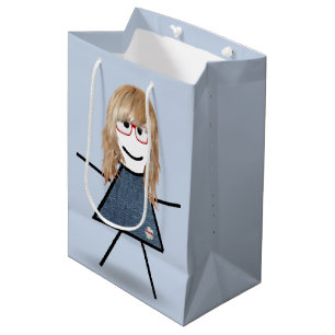 Bolsa De Regalo Mediana Chica de palo con pelo rubio