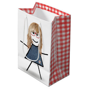 Bolsa De Regalo Mediana Chica de palo con pelo rubio