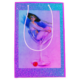 Bolsa De Regalo Mediana Chica de pinzas de época martini púrpura rosa