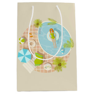 Bolsa De Regalo Mediana Chica fiesta de la piscina en la playa de verano d