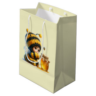 Bolsa De Regalo Mediana Chica lindo con traje de abeja con miel