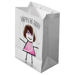 Bolsa De Regalo Mediana Chica palo de cumpleaños con margarita