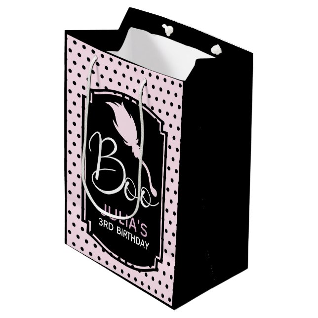 Bolsa De Regalo Mediana Chica Personalizado de Halloween Cumpleaños Negro  (Angulo Anverso)