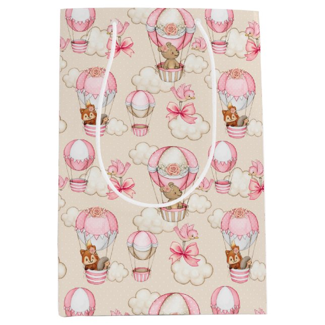 Bolsa De Regalo Mediana Chica Rosa de Baby Shower (Anverso)