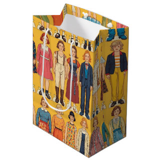 Bolsa De Regalo Mediana Chicas de muñecas de papel retro moda vintage de l