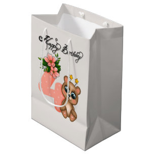Bolsa De Regalo Mediana Chicas de oso lindo Cumpleaños 4