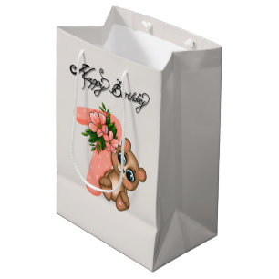 Bolsa De Regalo Mediana Chicas de oso lindo Cumpleaños 7