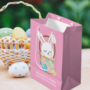 Bolsa De Regalo Mediana Chicas personalizados de conejito rosa de pascua