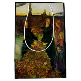 Bolsa De Regalo Mediana Chicas recogen hojas de otoño para una hoguera